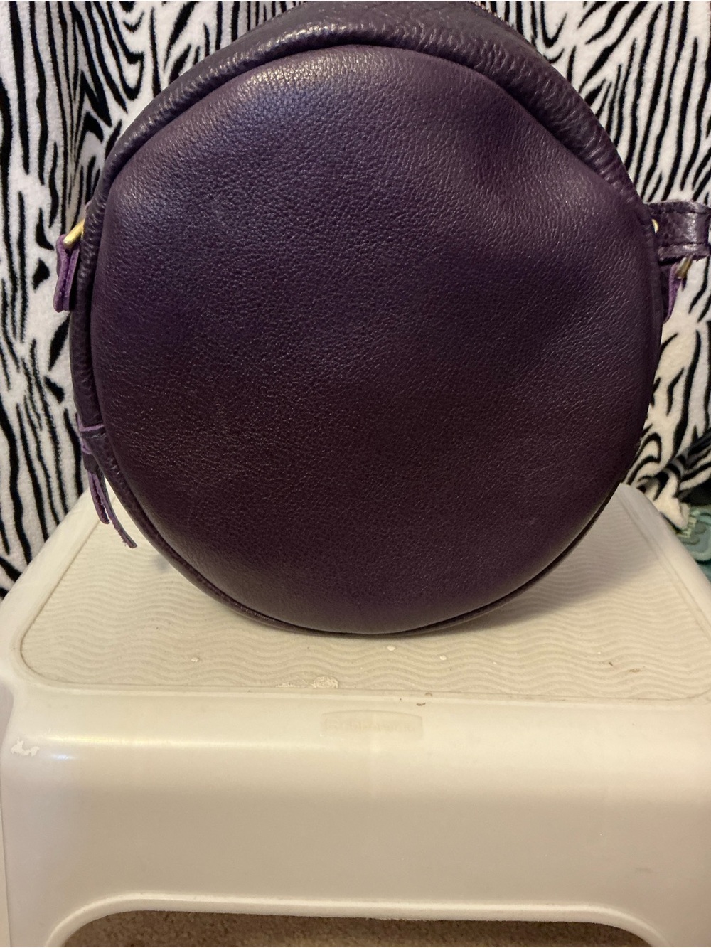 Large Round Empire Leather Crossbody Bag - PLG